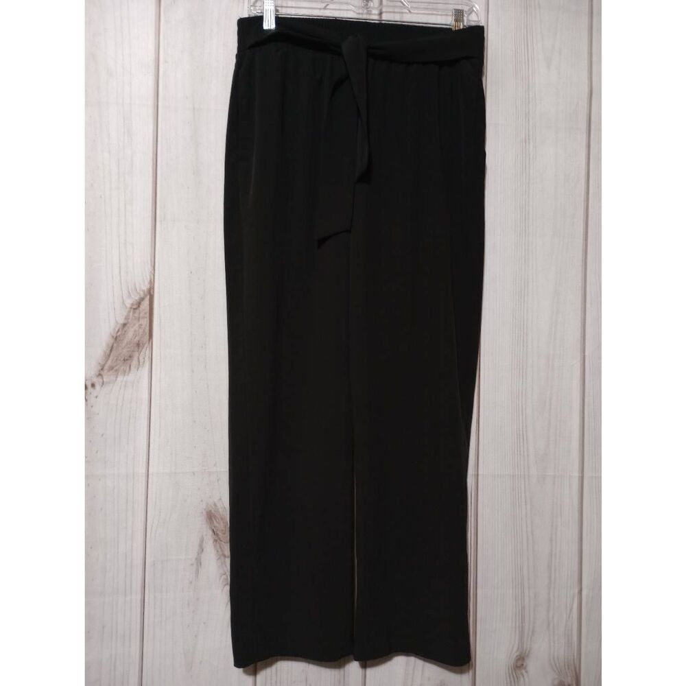Tahari Pants Ladies Medium Black Pull On Waist Cropped Light Weight